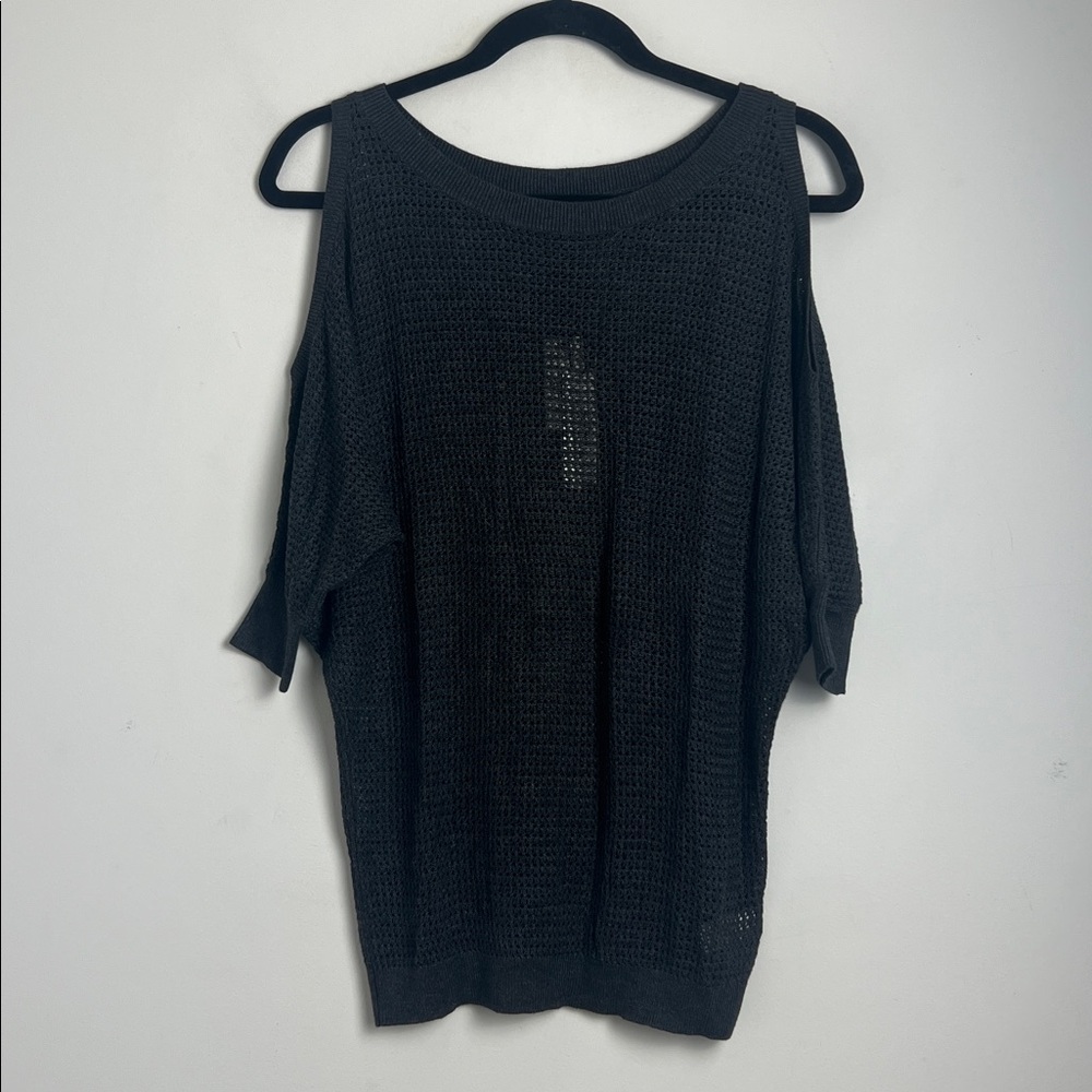 NEW Express XS Dark‎ Gray Open Knit Lightweight Sleeve Cutout Sweater